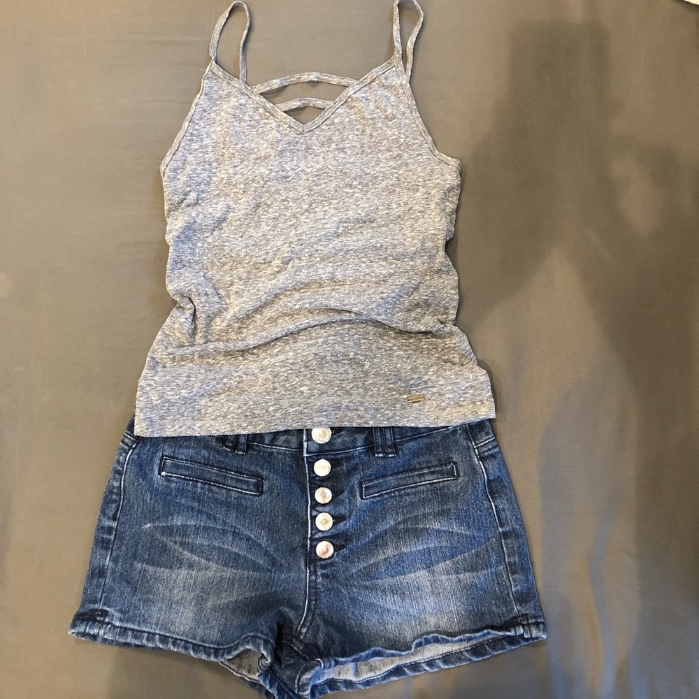 Hollister Tank & ButtonUp Denim Shorts Size 2 & XS